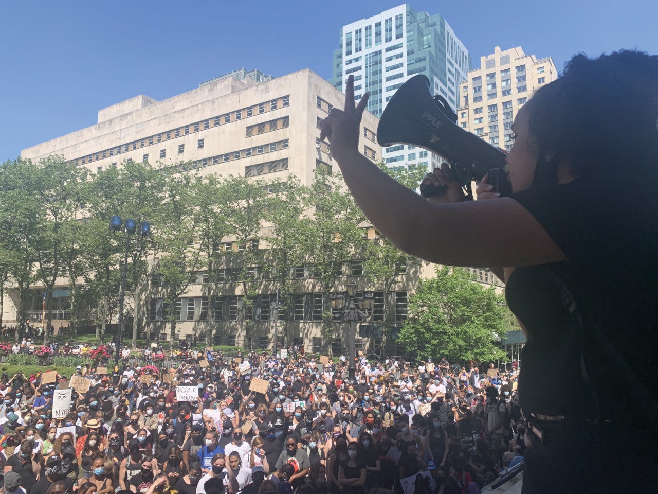 Hennessy Garcia at New York City Students 4 Justice protest, 2020