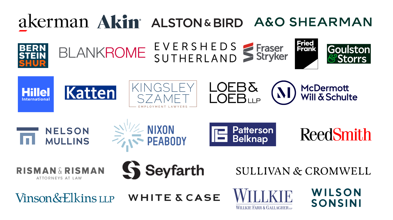 Collage of the law firm logos